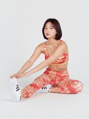 FTFO || BIG BRAND LOW PRICE Adidas x FARM Rio sports bra and leggings set with vibrant red kaleidoscopic print