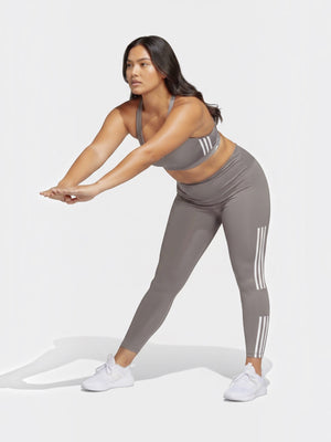 FTFO || BIG BRAND LOW PRICE Adidas grey medium-support sports bra and matching leggings with iconic 3-stripes design.