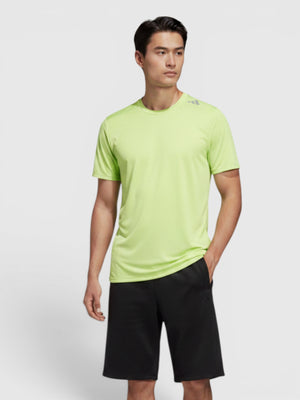 FTFO || BIG BRAND LOW PRICE Adidas D4T HR HIIT lime green slim fit training tee with crewneck on a male model
