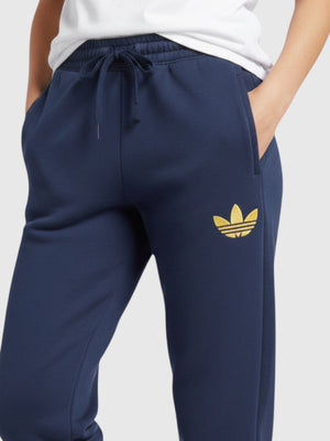 FTFO || BIG BRAND LOW PRICE Adidas cuffed sweatpants berwarna biru navy dengan logo trefoil kuning dan tali serut