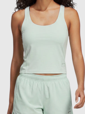 FTFO || BIG BRAND LOW PRICE Adidas Parley cropped tank top in light green with AEROREADY moisture-wicking fabric