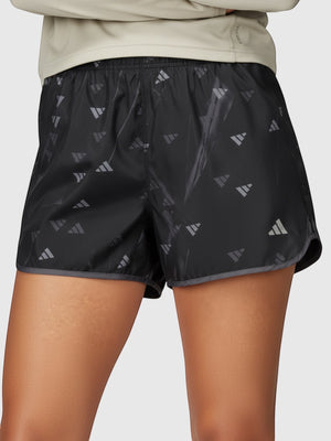 Celana lari wanita FTFO || BIG BRAND LOW PRICE Adidas Run It hitam dengan pola grafis logo dan pinggang elastis
