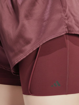 Celana training 2-in-1 FTFO || BIG BRAND LOW PRICE warna merah marun dengan inner tight suportif dan teknologi AEROREADY