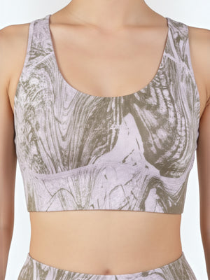 FTFO || BIG BRAND LOW PRICE Adidas by Stella McCartney sport bra dengan motif marmer abu-abu dan desain racerback
