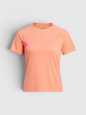 FTFO || BIG BRAND LOW PRICE Adidas Adizero slim fit running tee in peach with perforated breathable fabric