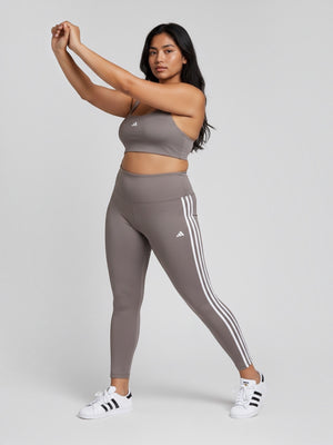 FTFO || BIG BRAND LOW PRICE Adidas Powerimpact medium support sports bra in grey worn by a model with matching leggings