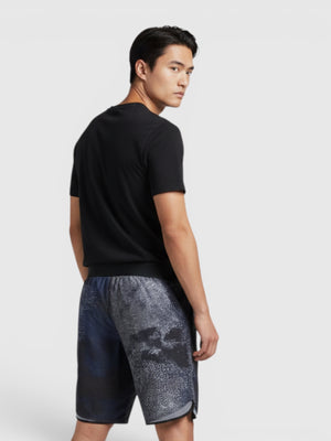 FTFO || BIG BRAND LOW PRICE Adidas HIIT training shorts with a dark grey and black abstract print on a male model