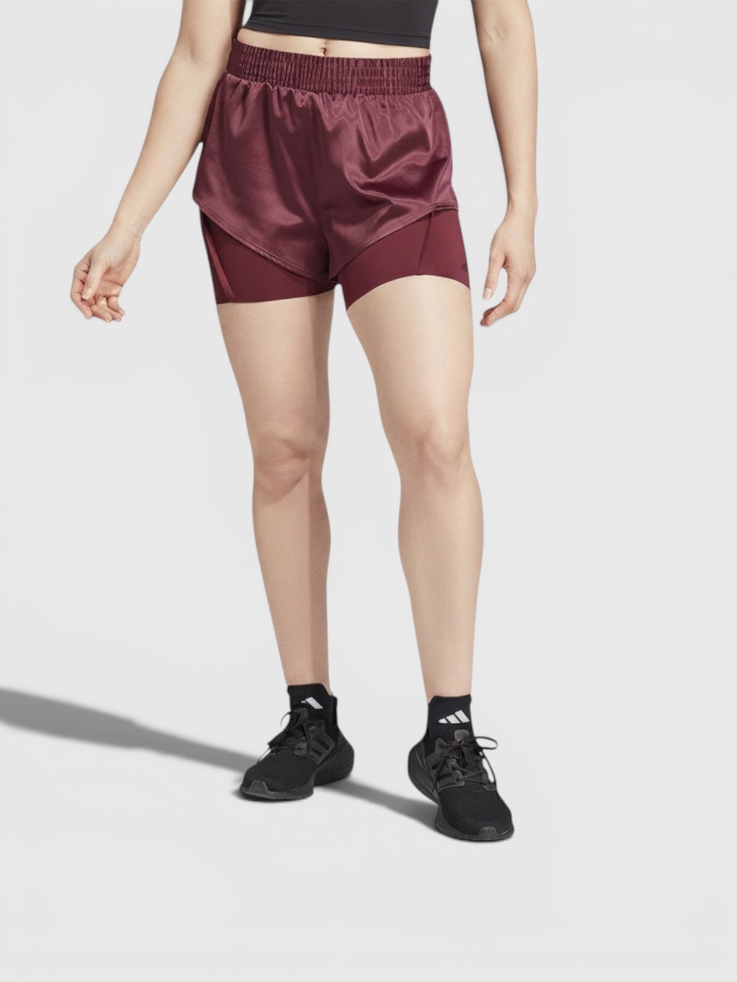 FTFO || BIG BRAND LOW PRICE Adidas Power 2-in-1 training shorts berwarna merah marun dengan inner tight suportif