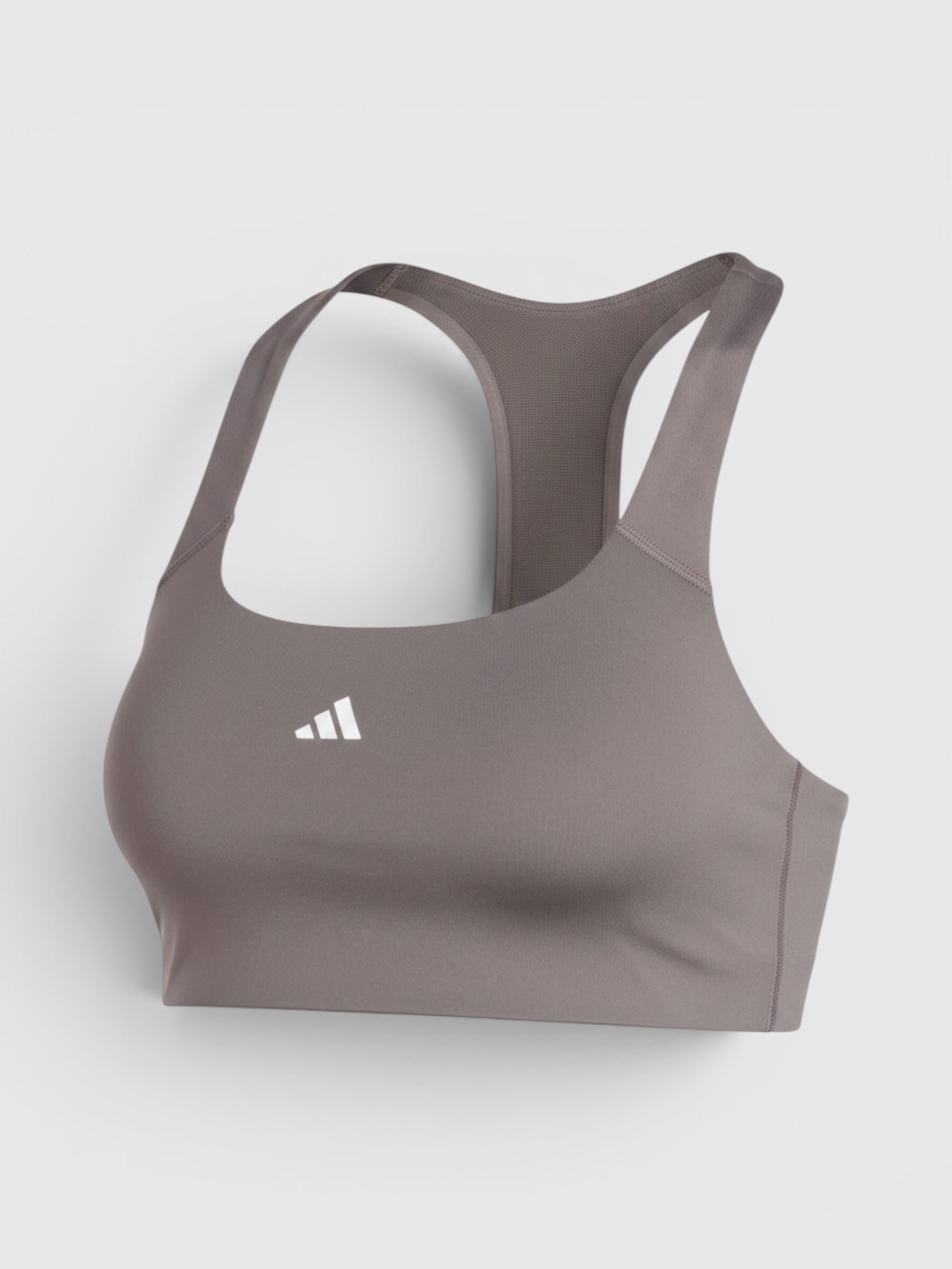 FTFO || BIG BRAND LOW PRICE Adidas Powerimpact medium support sports bra in taupe with racerback and logo detail