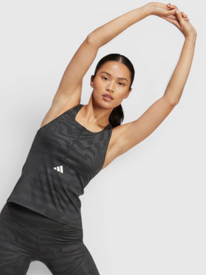 FTFO || BIG BRAND LOW PRICE Adidas Techfit zebra print crop training tank top in black with AEROREADY technology.