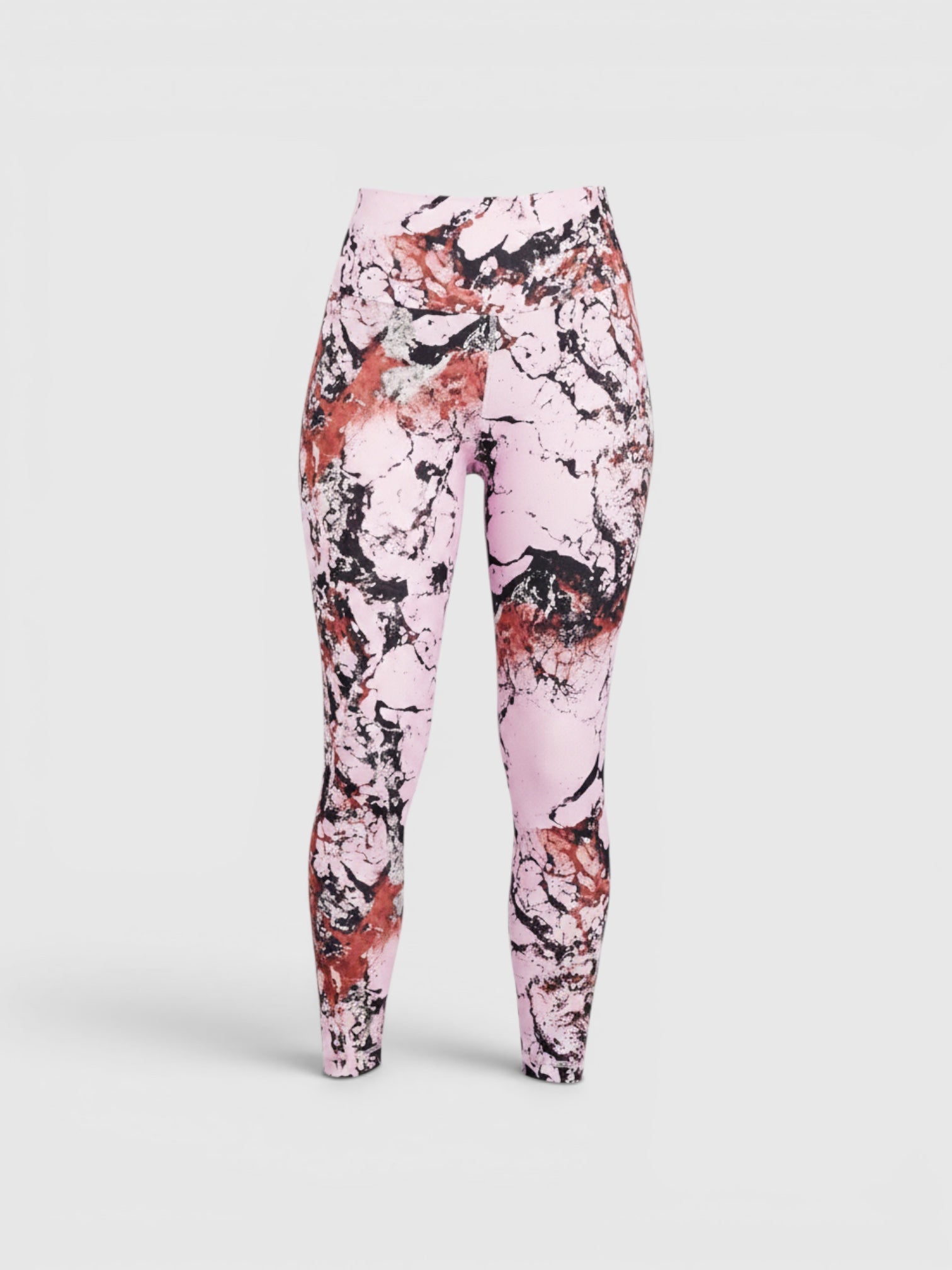 Legging yoga Adidas dari FTFO || BIG BRAND LOW PRICE dengan motif abstrak merah muda dan hitam serta pinggang high-rise