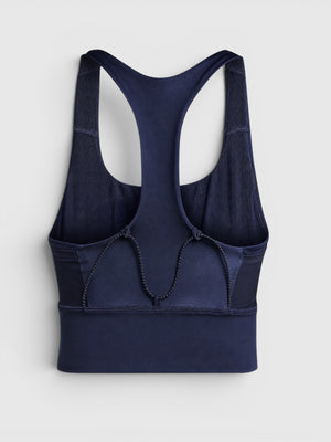 FTFO || BIG BRAND LOW PRICE Adidas x Marimekko navy blue medium-support racerback sports bra with mesh panels