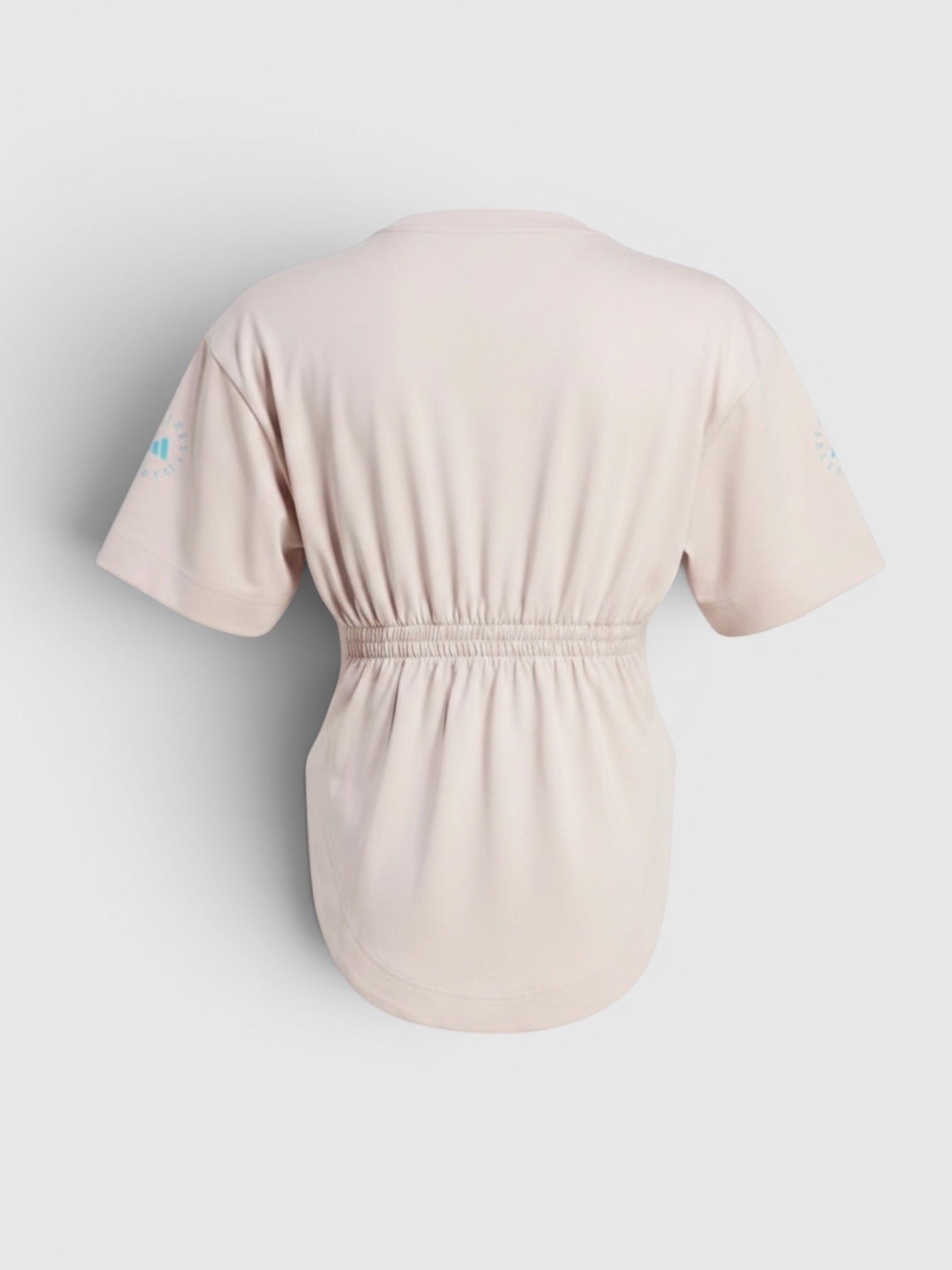 FTFO || BIG BRAND LOW PRICE Adidas by Stella McCartney organic cotton tee in light pink with elasticated back waist