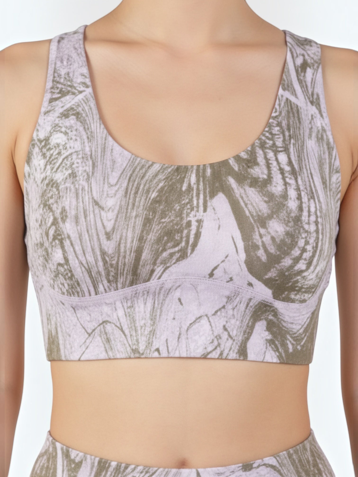 FTFO || BIG BRAND LOW PRICE Adidas by Stella McCartney sport bra dengan motif marmer abu-abu dan desain racerback